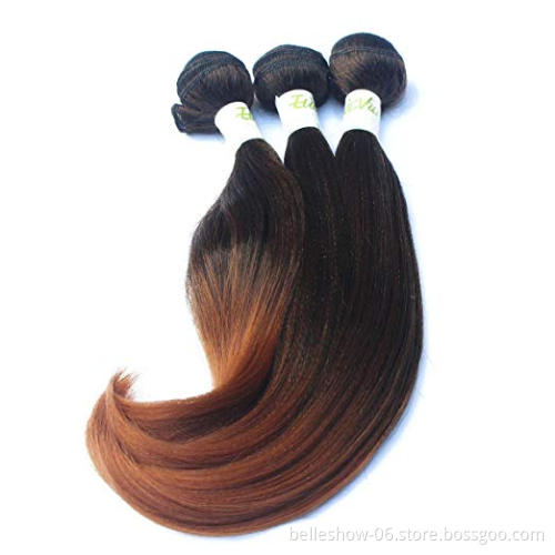 Hot sell  3 Bundles Yaki Curl Synthetic hair brazilian nature straight hairstyle synthetic hair bundles